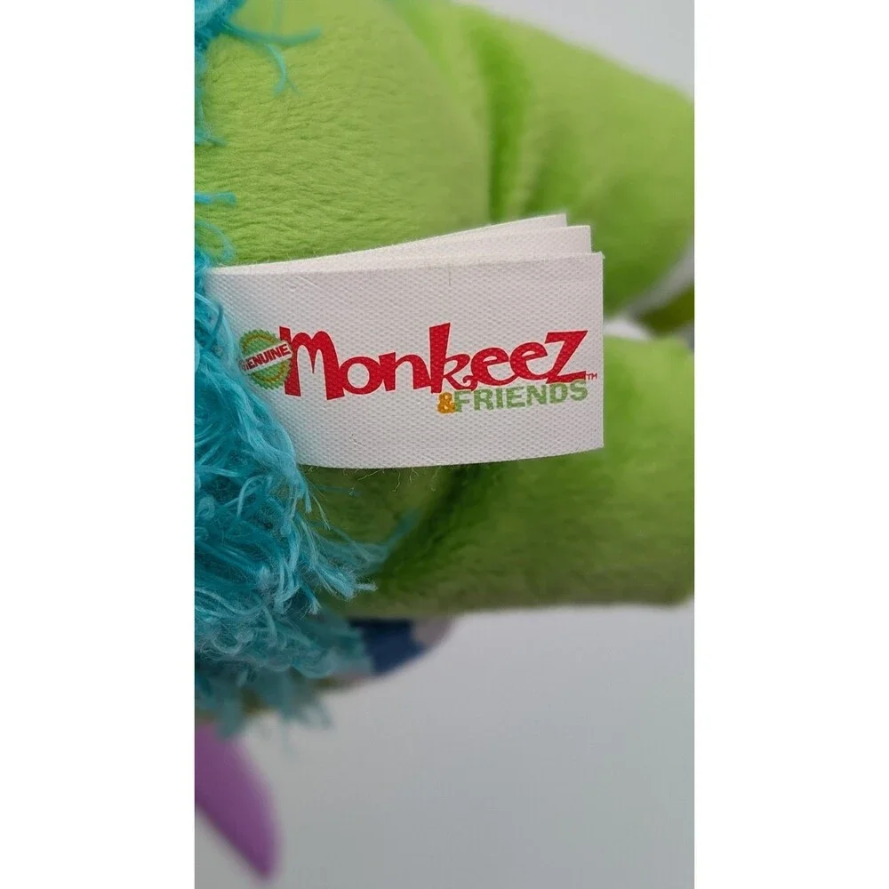 Monkeez Green Cecil Hedgehog Plush Purple Scarf  Shaggy Porcupine Stuffed Animal